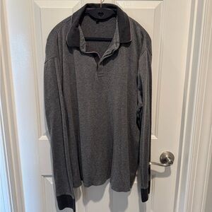 Mens Express Gray Long Sleeve Polo Shirt Size XL